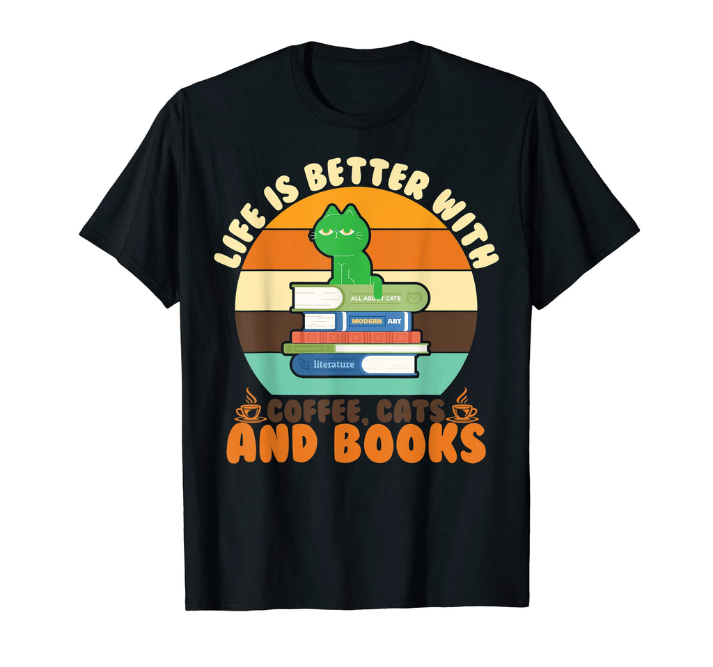 Cat Books Cats And Books Cat Lovers T-Shirt - Trendy Graphic Men Women - T-Shirt, Sweatshirt, Hoodie