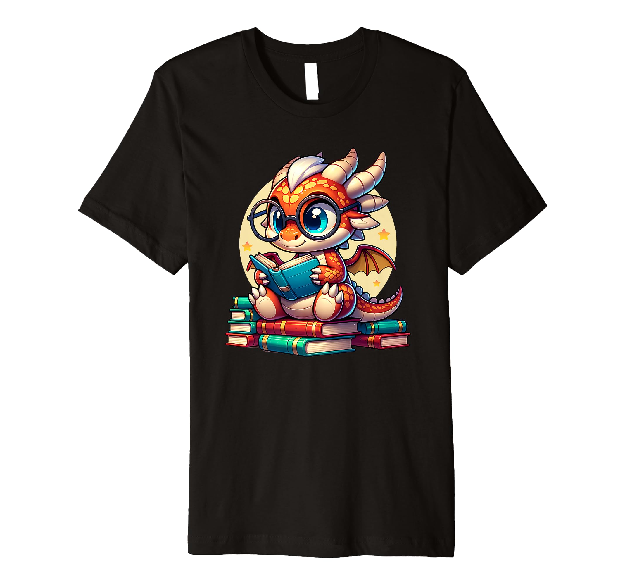 Dragon Reading Book Lover Bookworm T-Shirt - Fun Novelty Design for Adults - T-Shirt, Sweatshirt, Hoodie