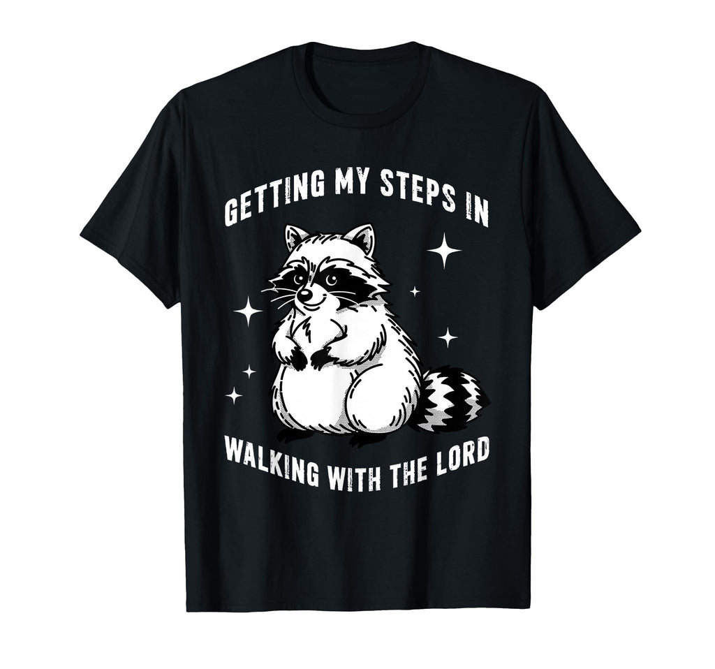 Getting My Steps Walking Lord Raccoon T-Shirt - Minimalist Print Men Women - T-Shirt, Sweatshirt, Hoodie