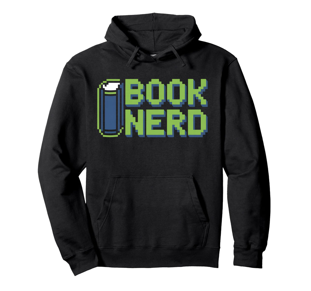Book Nerd Pixel Reading Bibliophile Hoodie - Fun Novelty Design Men Women - T-Shirt, Sweatshirt, Hoodie