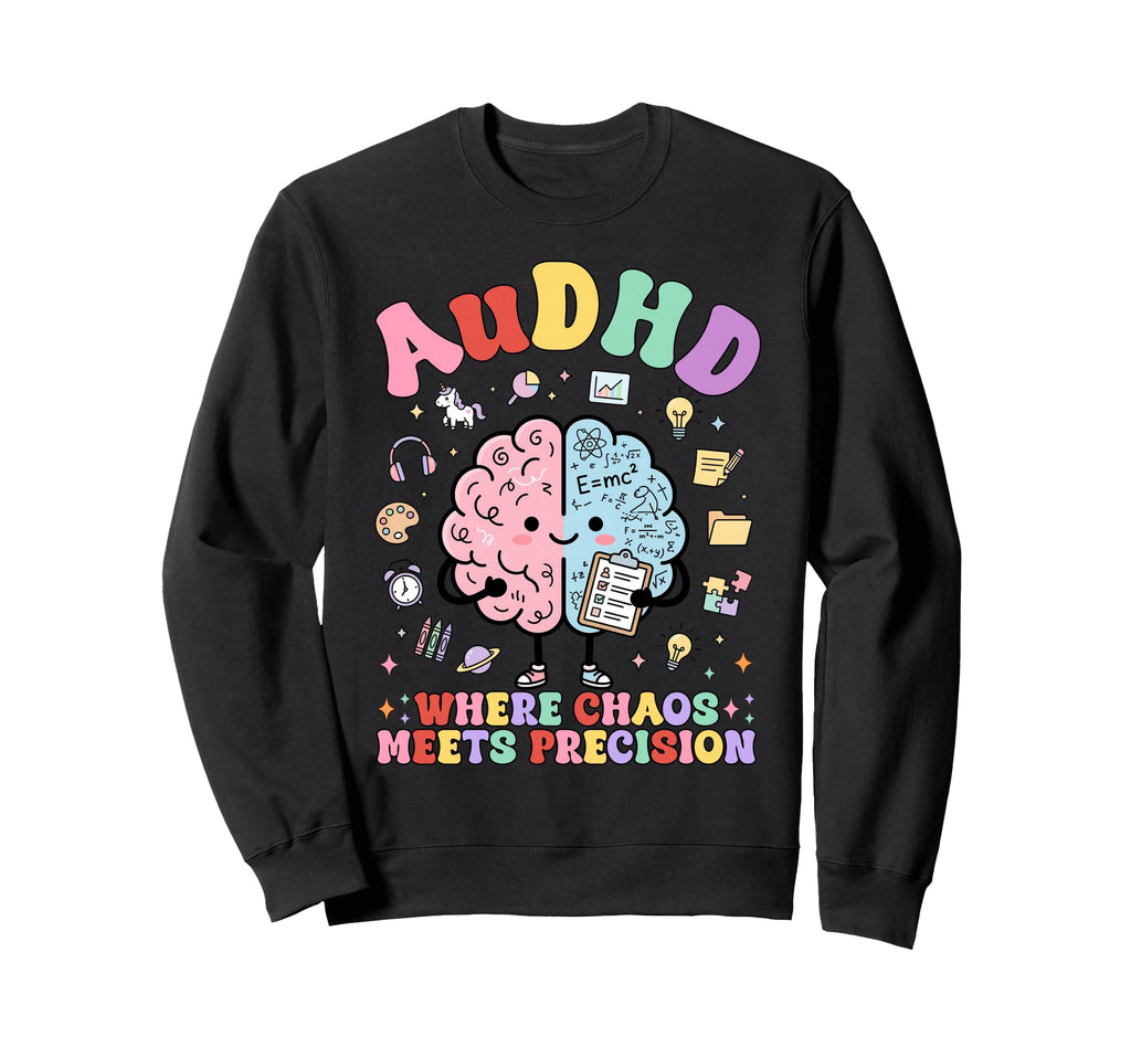Audhd Brain Neurodiversity Sweatshirt - Novelty Apparel for Adults - T-Shirt, Sweatshirt, Hoodie