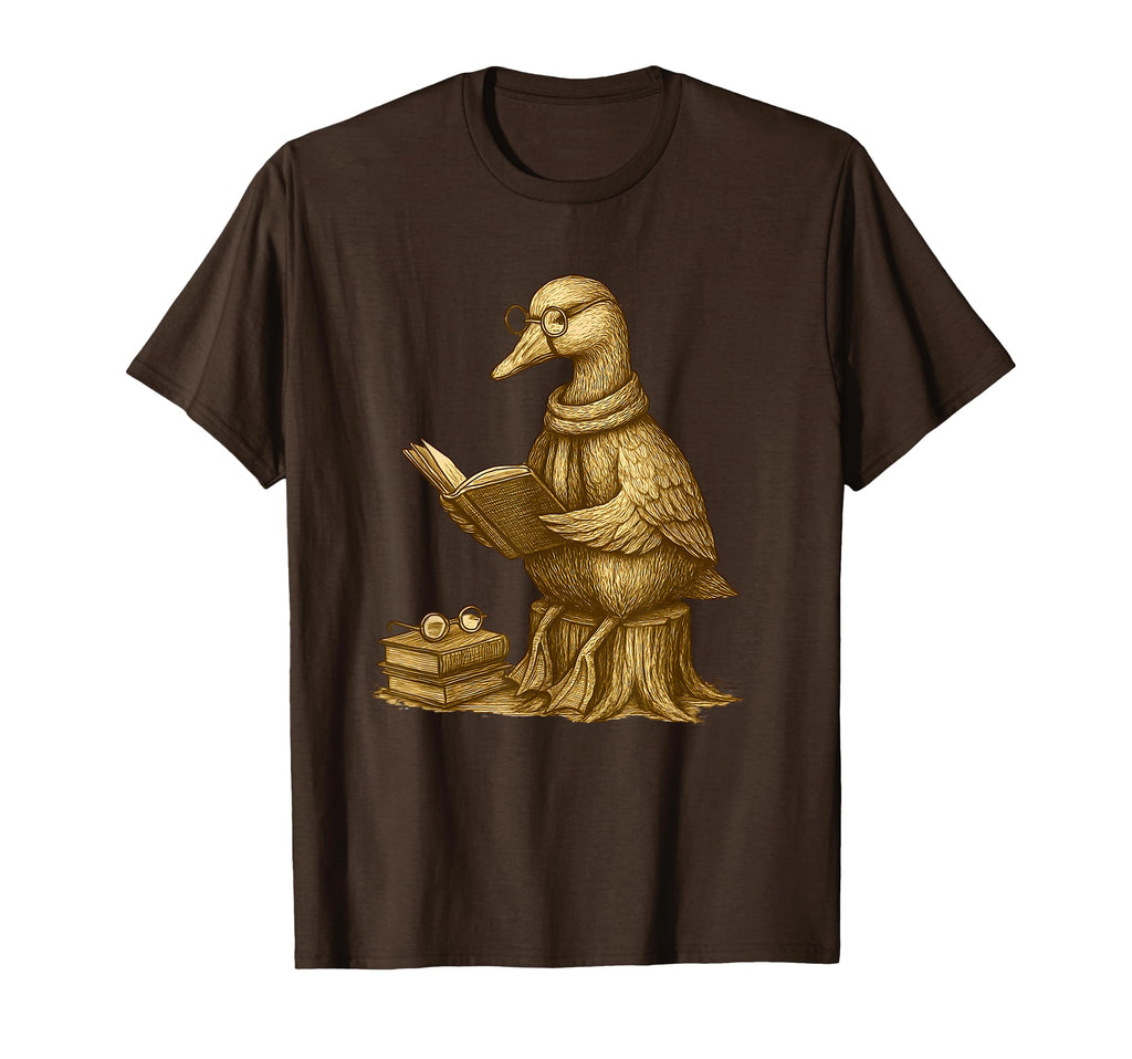 Scholar Duck Reading Books T-Shirt - Casual Everyday Wear Men Women - T-Shirt, Sweatshirt, Hoodie