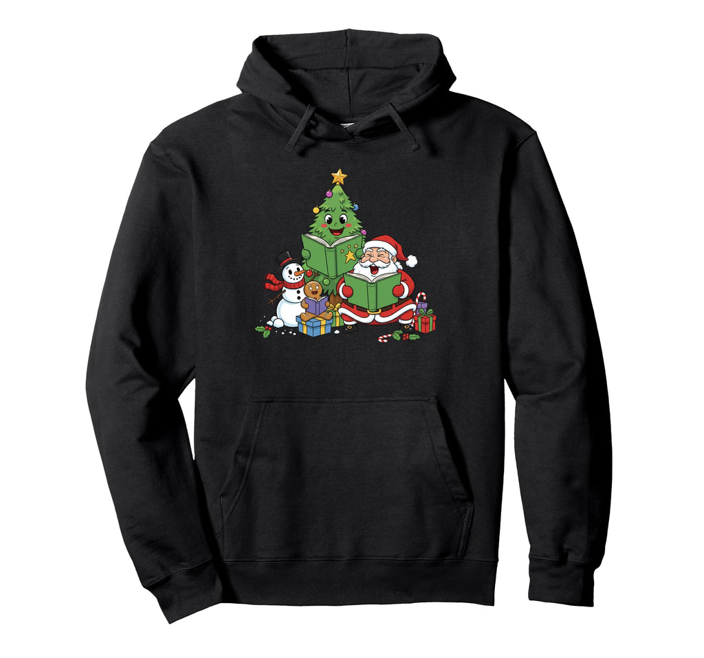 Reading Book Lovers Librarian Santa Hoodie - Graphic Print Men Women - T-Shirt, Sweatshirt, Hoodie