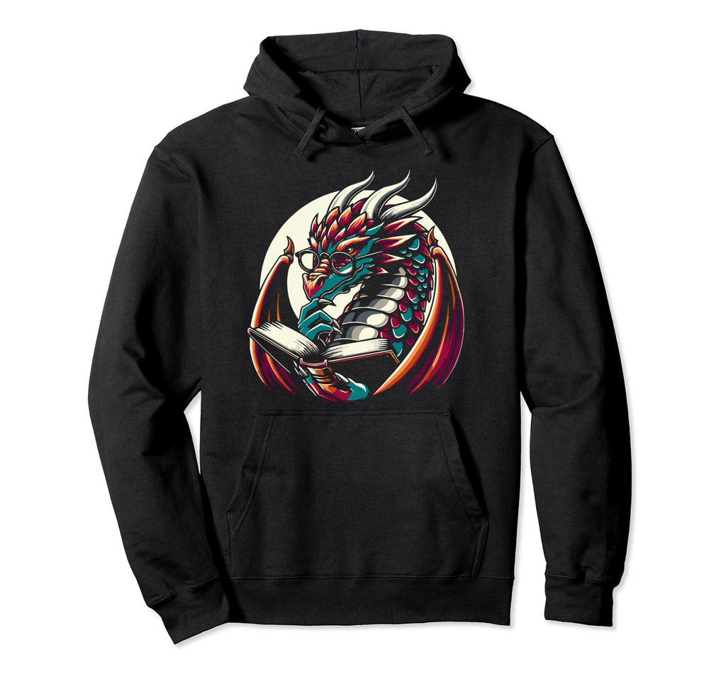 Dragon Reading Book Dragon Enthusiast Hoodie - Novelty Apparel Men Women - T-Shirt, Sweatshirt, Hoodie