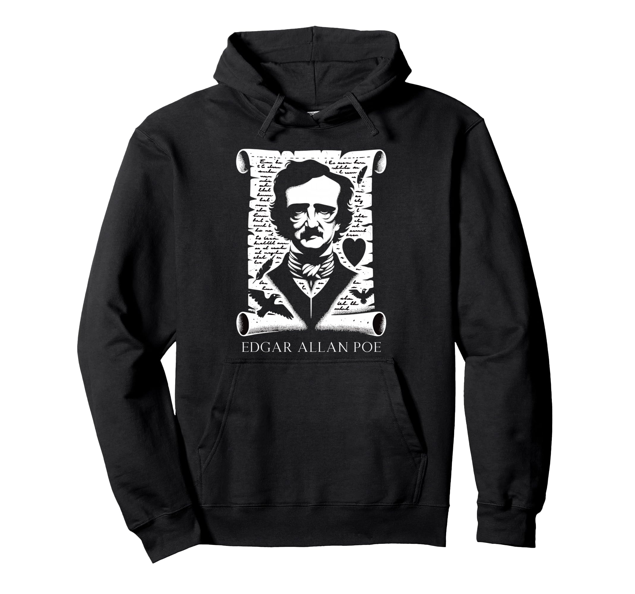 Edgar Allan Poe Raven Gothic Hoodie - Novelty Apparel for Adults - T-Shirt, Sweatshirt, Hoodie