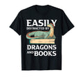 Easily Distracted Dragons And Books Motive T-Shirt - Graphic Print Unisex - T-Shirt, Sweatshirt, Hoodie