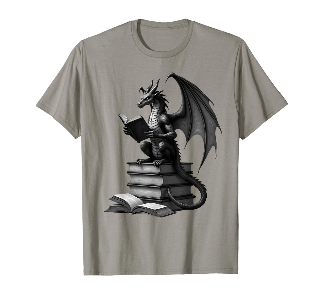 Fantasy Book Reader Dragon Reading Books T-Shirt - Graphic Print Men Women - T-Shirt, Sweatshirt, Hoodie