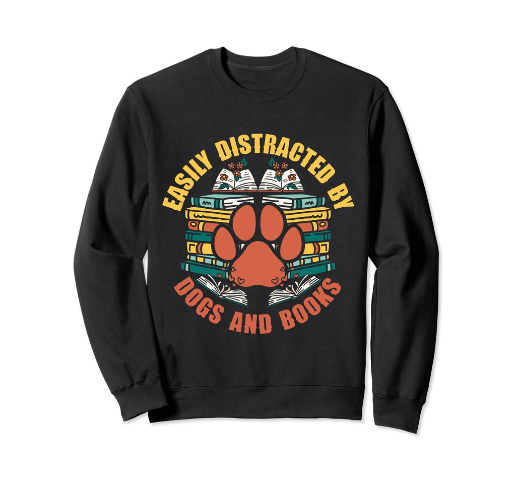 Dog And Book Lover Easily Sweatshirt - Aesthetic Graphic for Adults - T-Shirt, Sweatshirt, Hoodie