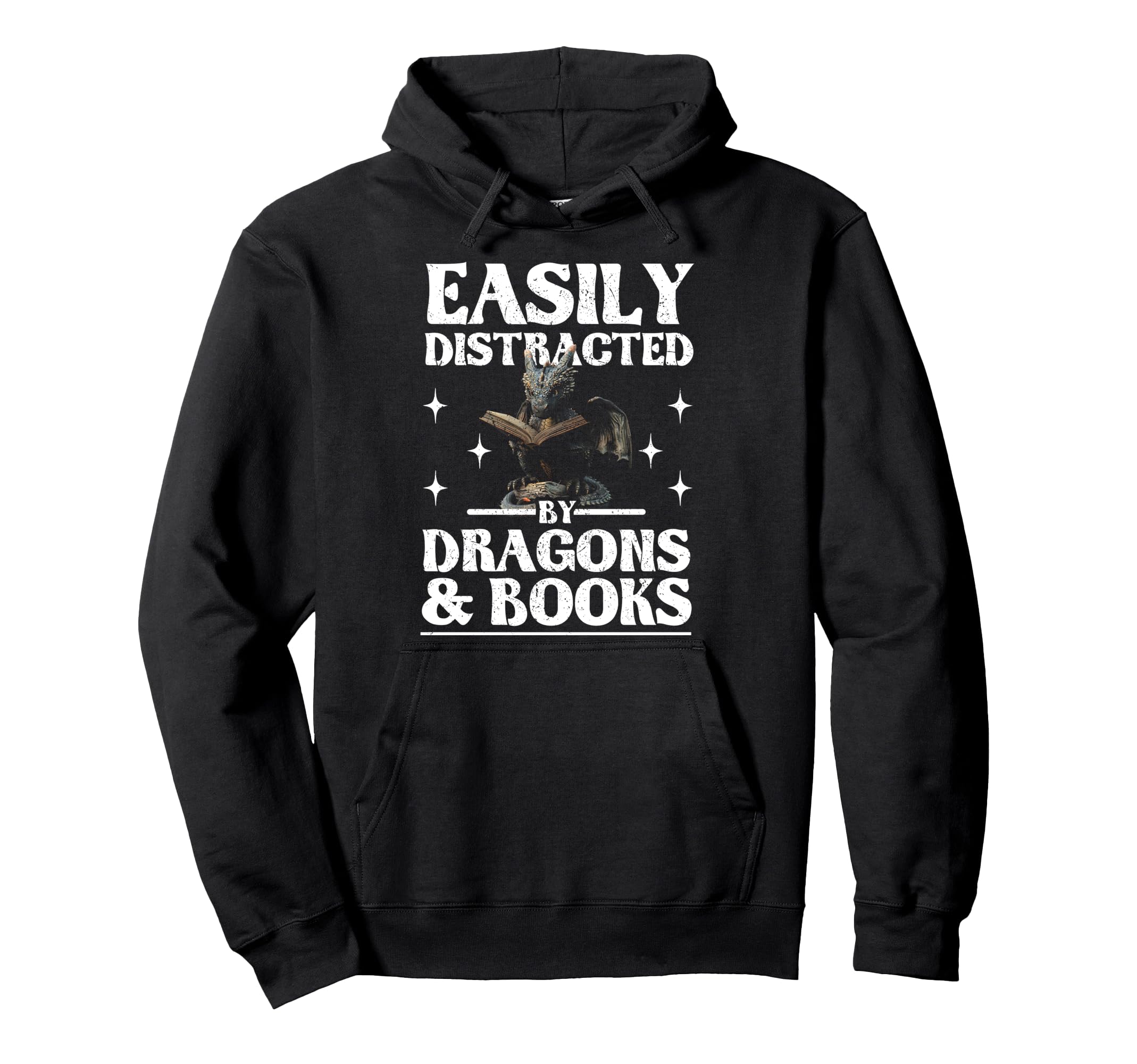 Easily Distracted Dragons And Books Hoodie - Streetwear Style Men Women - T-Shirt, Sweatshirt, Hoodie