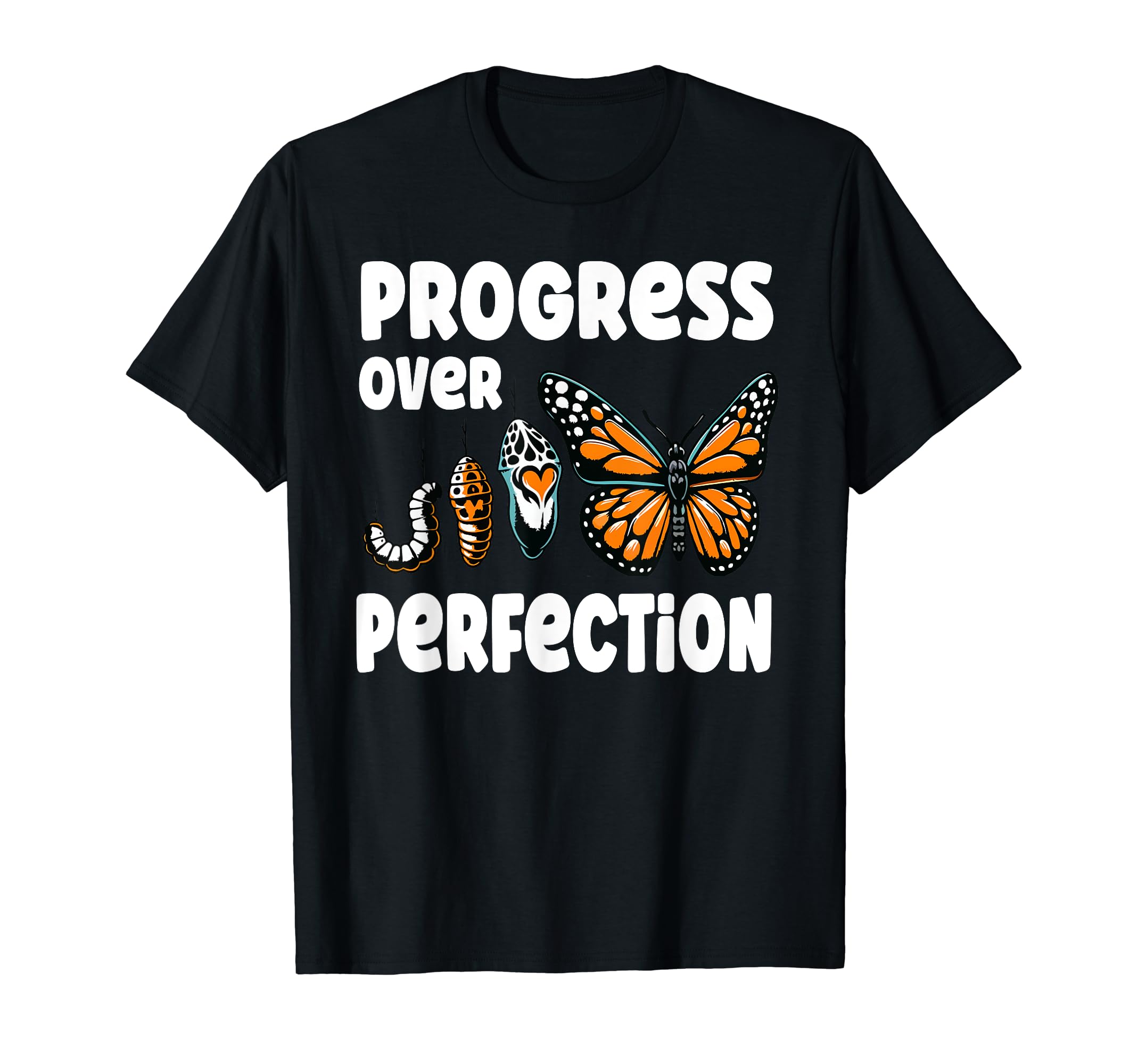 Progress Over Perfection Butterfly T-Shirt - Trendy Graphic for Adults - T-Shirt, Sweatshirt, Hoodie