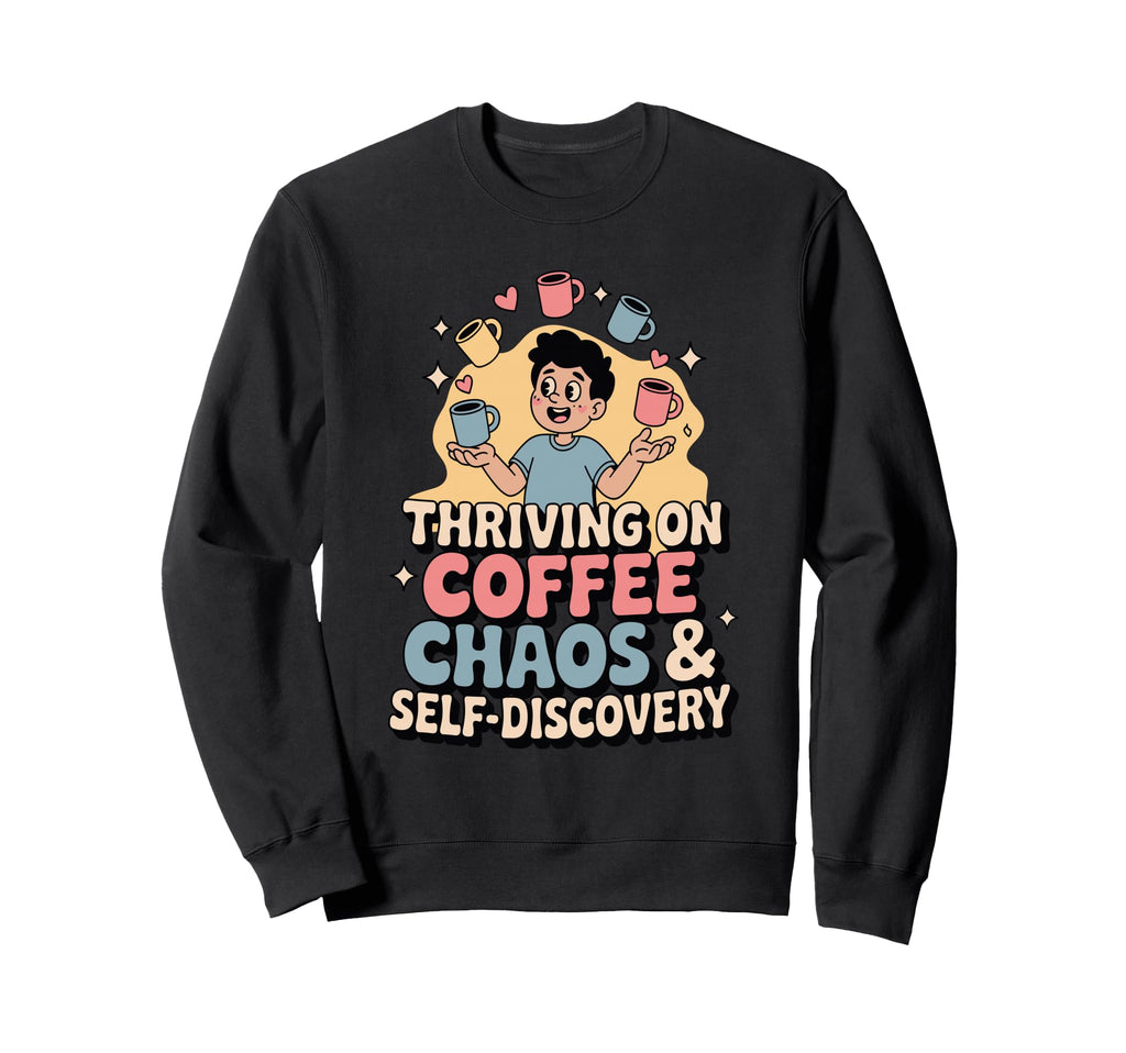 Thriving Coffee Chaos Self Sweatshirt - Aesthetic Graphic for Adults - T-Shirt, Sweatshirt, Hoodie