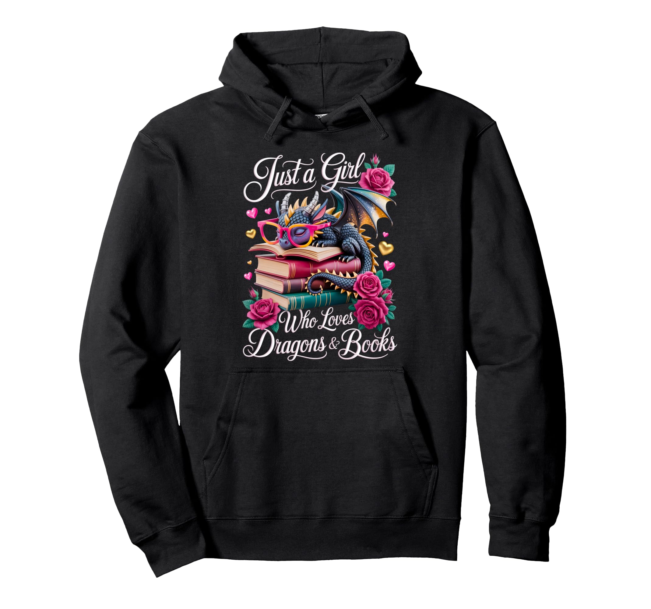 Just Who Loves Dragons And Books Adorable Hoodie - Graphic Print Unisex - T-Shirt, Sweatshirt, Hoodie