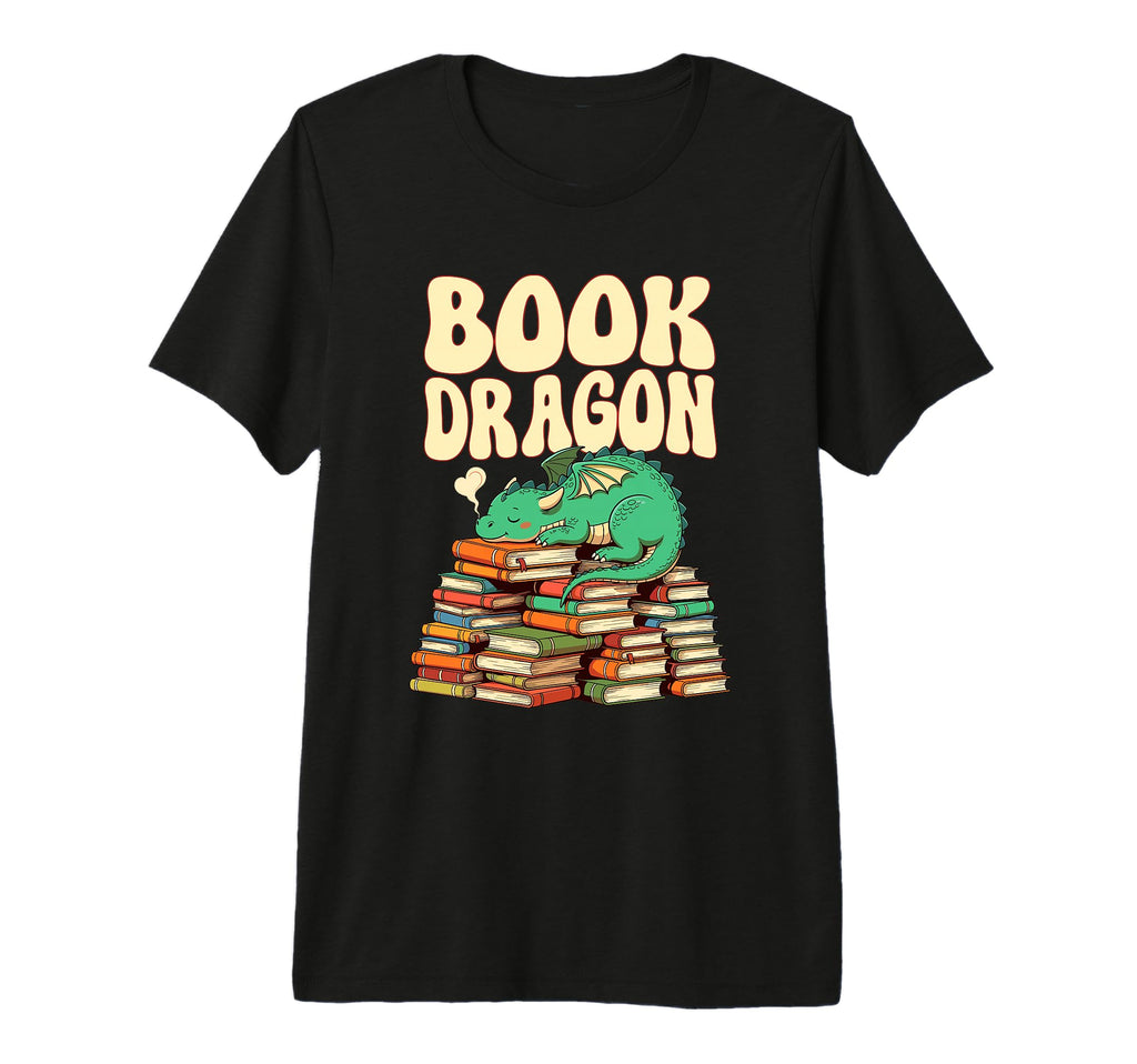 Book Dragon Sleeping Books Fantasy T-Shirt - Minimalist Print Men Women - T-Shirt, Sweatshirt, Hoodie