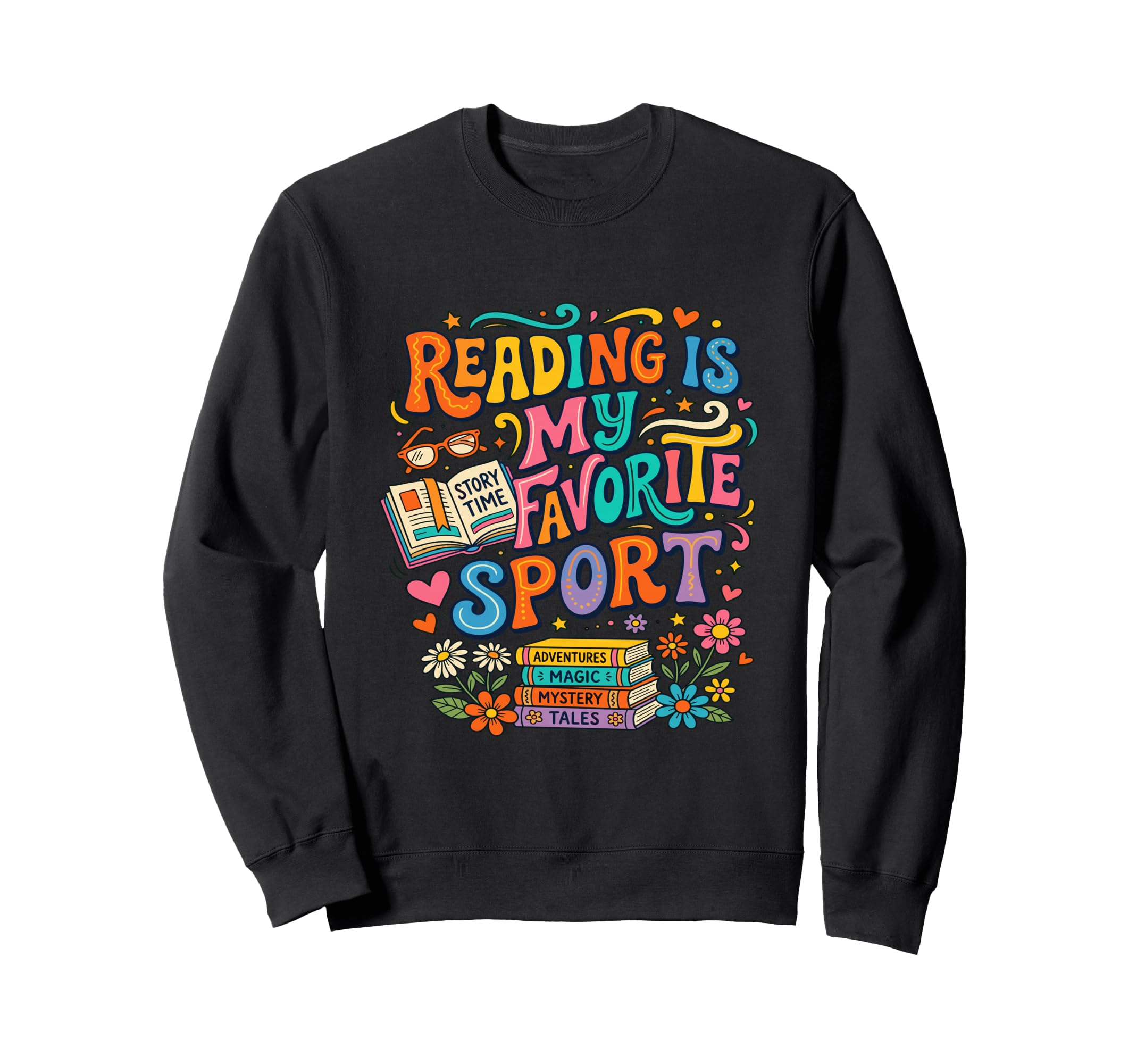 Reading Is My Favorite Sport Groovy Sweatshirt - Streetwear Style Unisex - T-Shirt, Sweatshirt, Hoodie