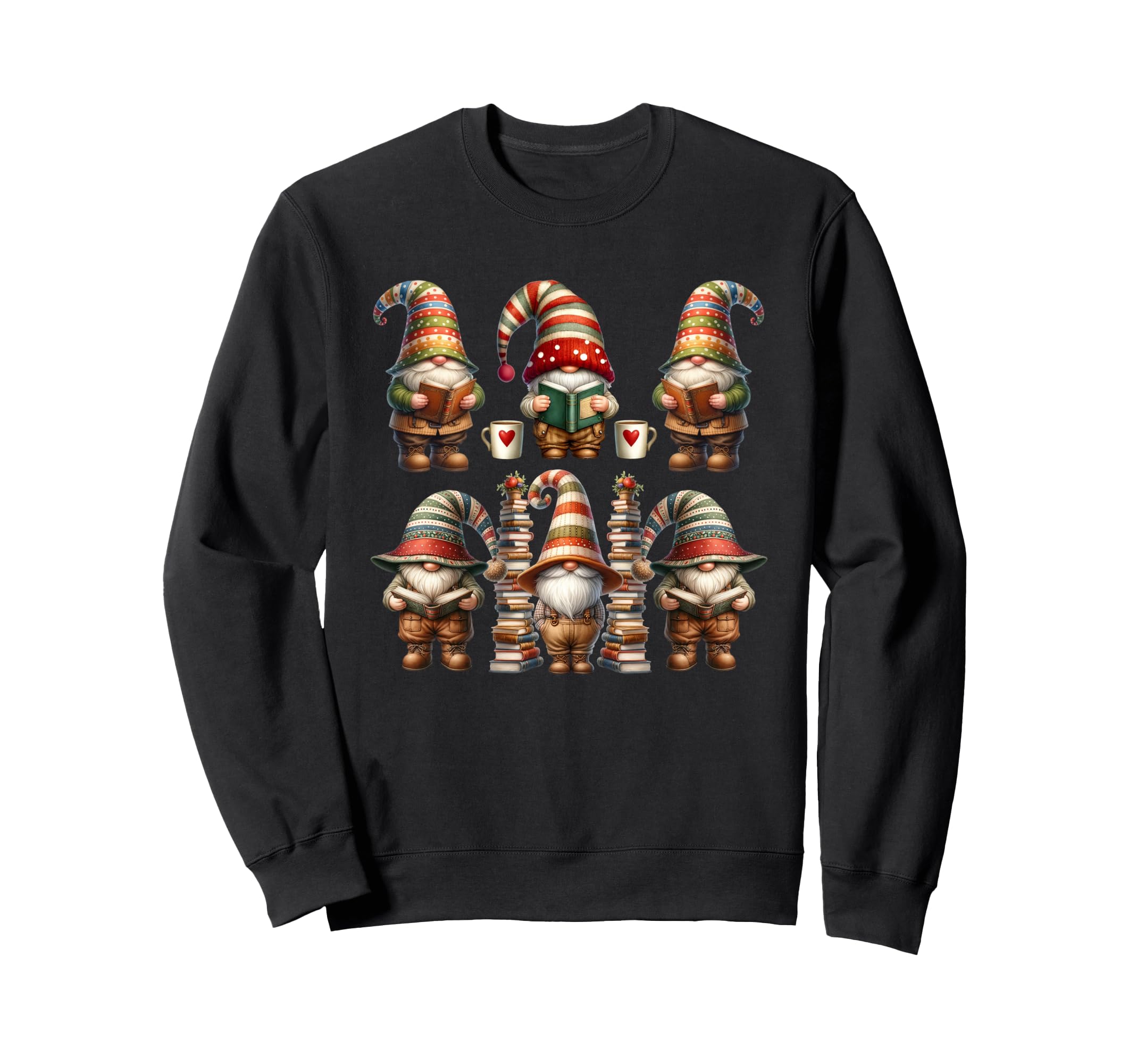 Teacher Reading Gnome Crew Coffee Sweatshirt - Fun Novelty Design Unisex - T-Shirt, Sweatshirt, Hoodie