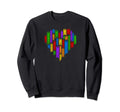 Heart Love Books Literary Reader Sweatshirt - Minimalist Print for Adults - T-Shirt, Sweatshirt, Hoodie