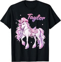 Girl Retro Taylor First Name Personalized Groovy 80's Pink T-Shirt Unisex T-shirt, Sweatshirt, Hoodie, Long Sleeve Tee - T-Shirt, Sweatshirt, Hoodie
