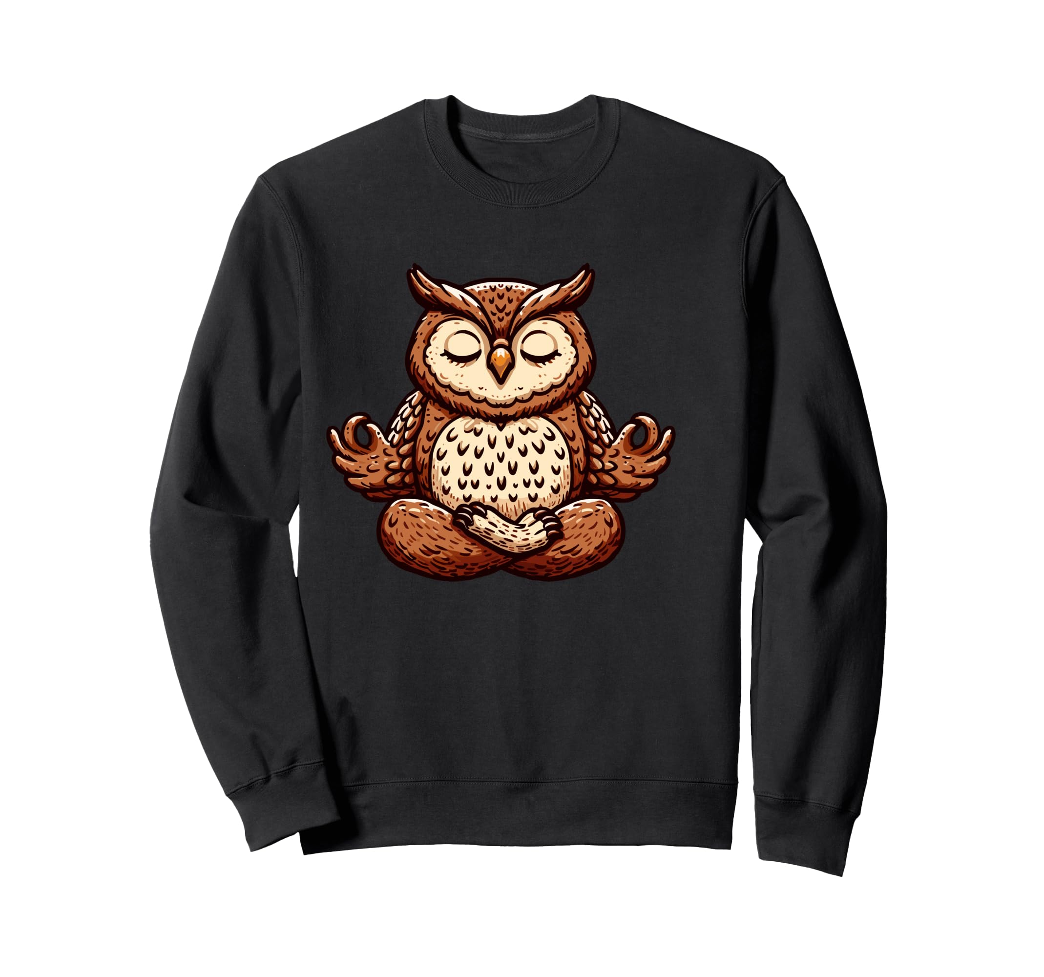 Meditation Owl Yoga Pose Relaxing Animal Sweatshirt - Unique Graphic Unisex - T-Shirt, Sweatshirt, Hoodie