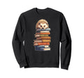 Hedgehog Books Stack Books Reading Sweatshirt - Custom Art Print Men Women - T-Shirt, Sweatshirt, Hoodie