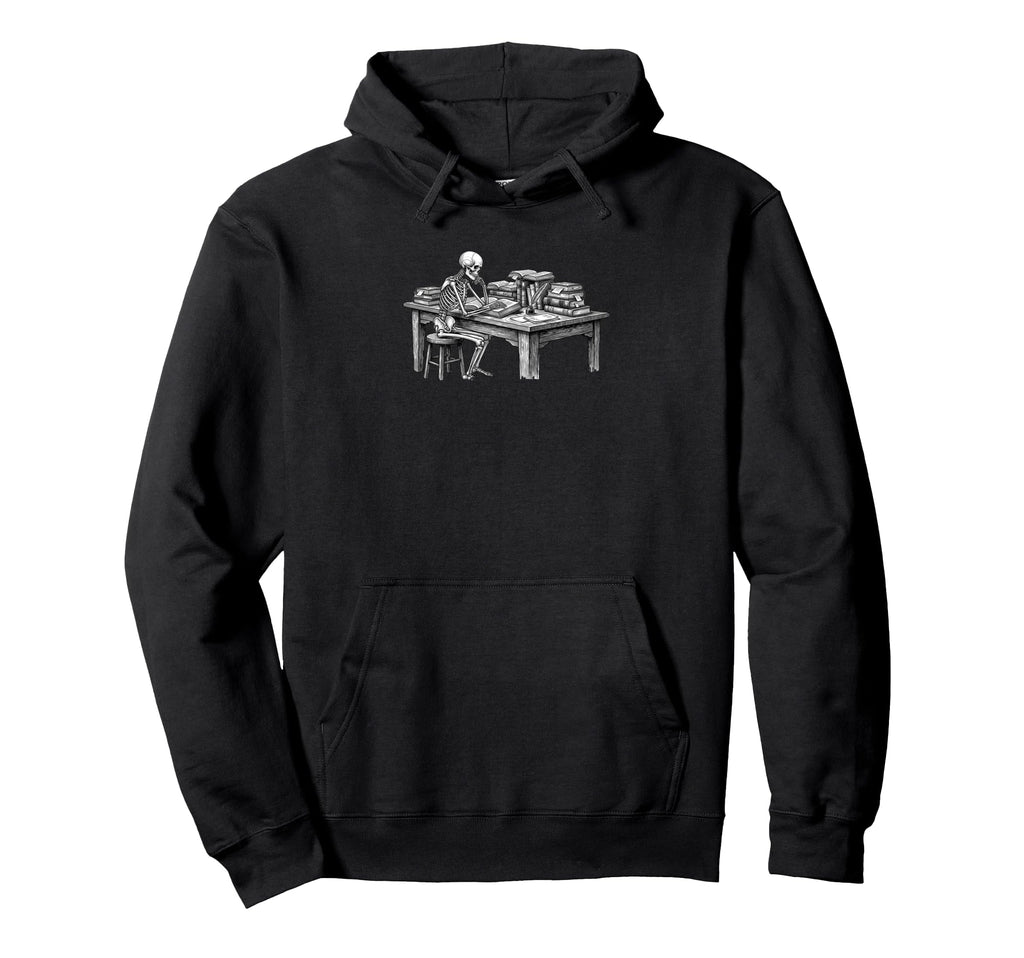 Skeleton Scholar Dark Academia Book Hoodie - Novelty Apparel Men Women - T-Shirt, Sweatshirt, Hoodie