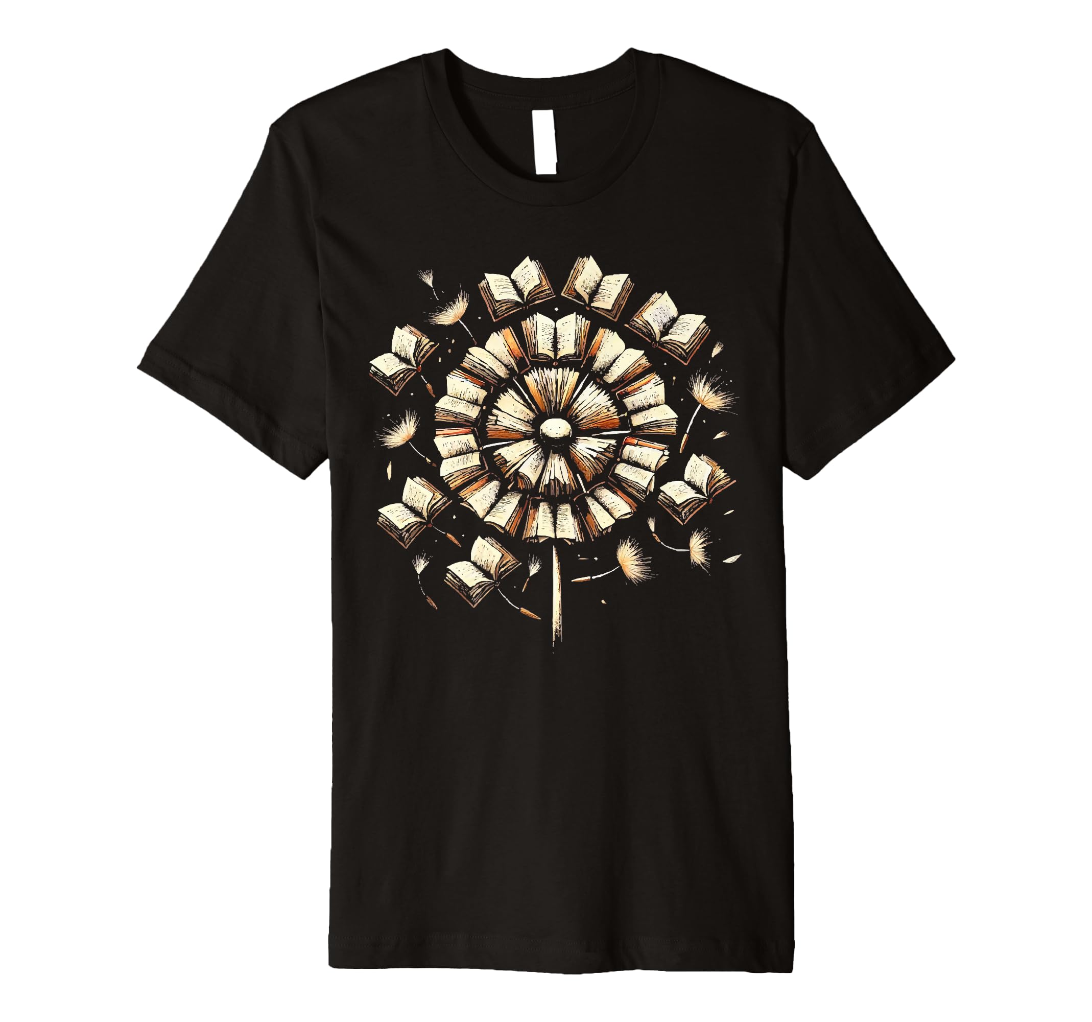 Flower Dandelions Books Library Book T-Shirt - Aesthetic Graphic Men Women - T-Shirt, Sweatshirt, Hoodie
