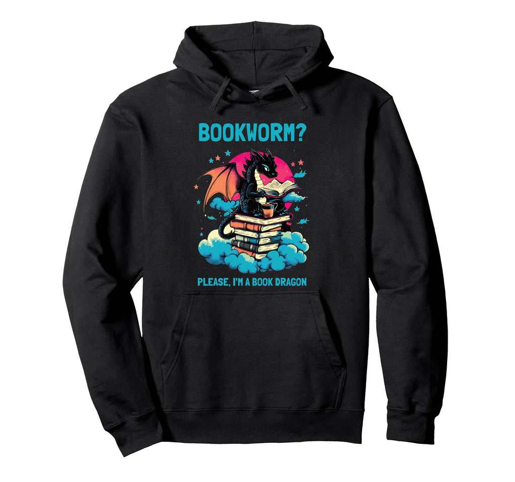 Bookworm Please Im Book Dragon Reading Hoodie - Minimalist Print Men Women - T-Shirt, Sweatshirt, Hoodie