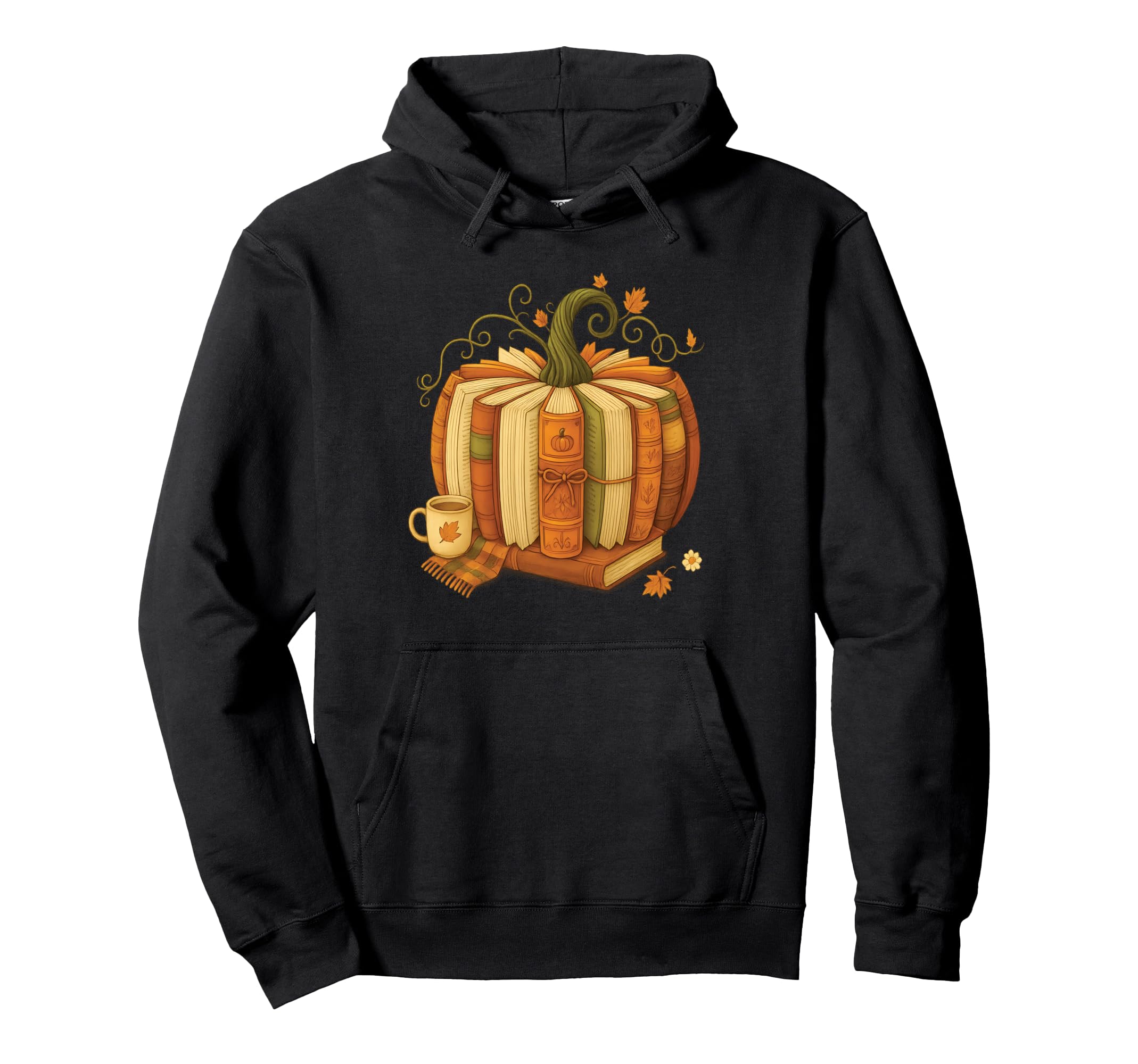 Fall Book Pumpkin Reading Halloween Hoodie - Streetwear Style Men Women - T-Shirt, Sweatshirt, Hoodie