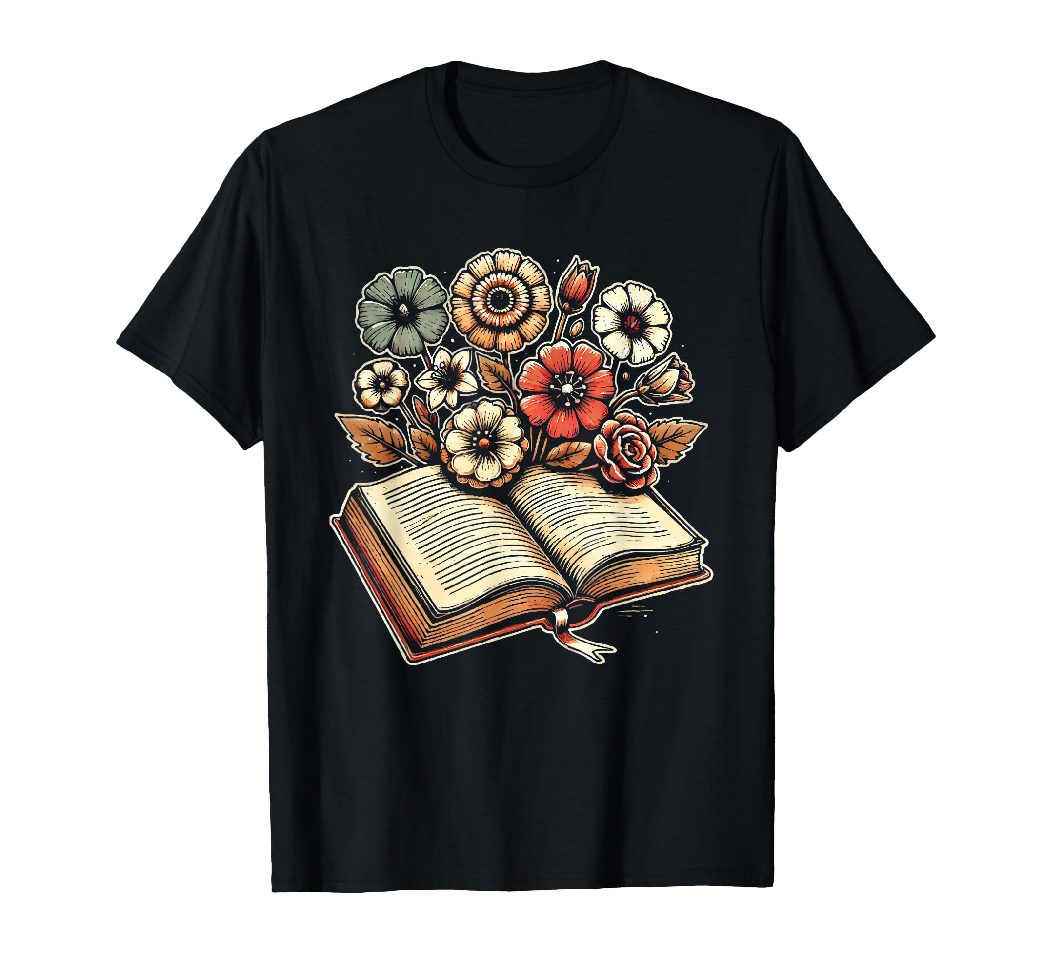 Book Flower Floral Reading Books T-Shirt - Custom Art Print for Adults - T-Shirt, Sweatshirt, Hoodie