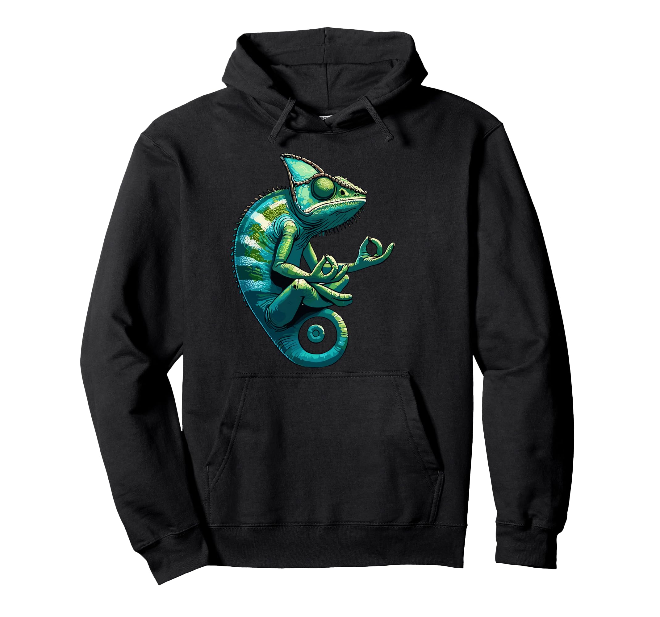 Meditation Chameleon Yoga Pose Hoodie - Fun Novelty Design Men Women - T-Shirt, Sweatshirt, Hoodie