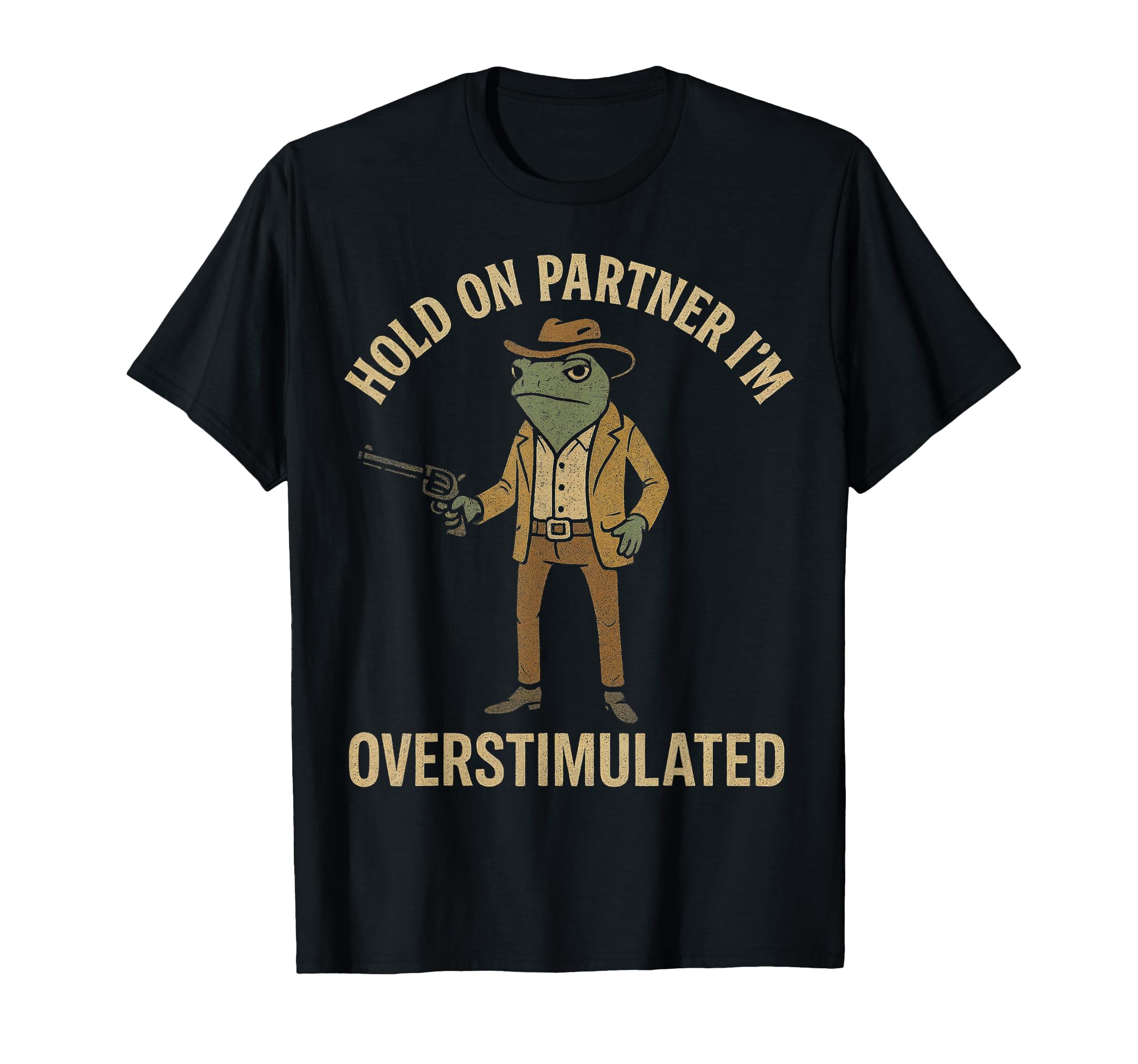 Funny Western Cowboy Frog Hold T-Shirt - Casual Everyday Wear Men Women - T-Shirt, Sweatshirt, Hoodie
