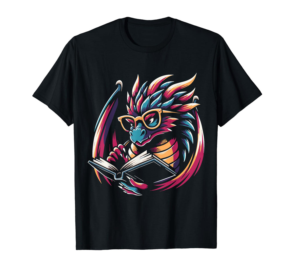 Dragon Reading Book Dragon Enthusiast T-Shirt - Trendy Graphic for Adults - T-Shirt, Sweatshirt, Hoodie