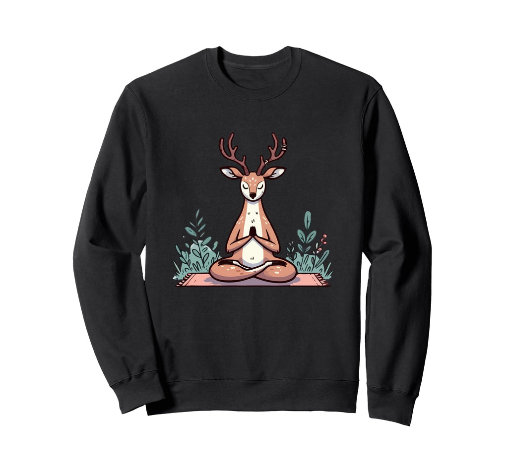 Meditation Deer Yoga Pose Relaxing Sweatshirt - Trendy Graphic Unisex - T-Shirt, Sweatshirt, Hoodie