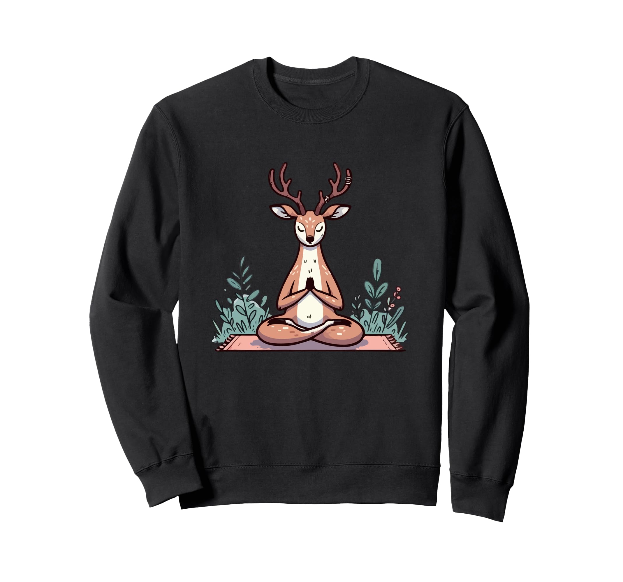 Meditation Deer Yoga Pose Relaxing Sweatshirt - Trendy Graphic Unisex - T-Shirt, Sweatshirt, Hoodie