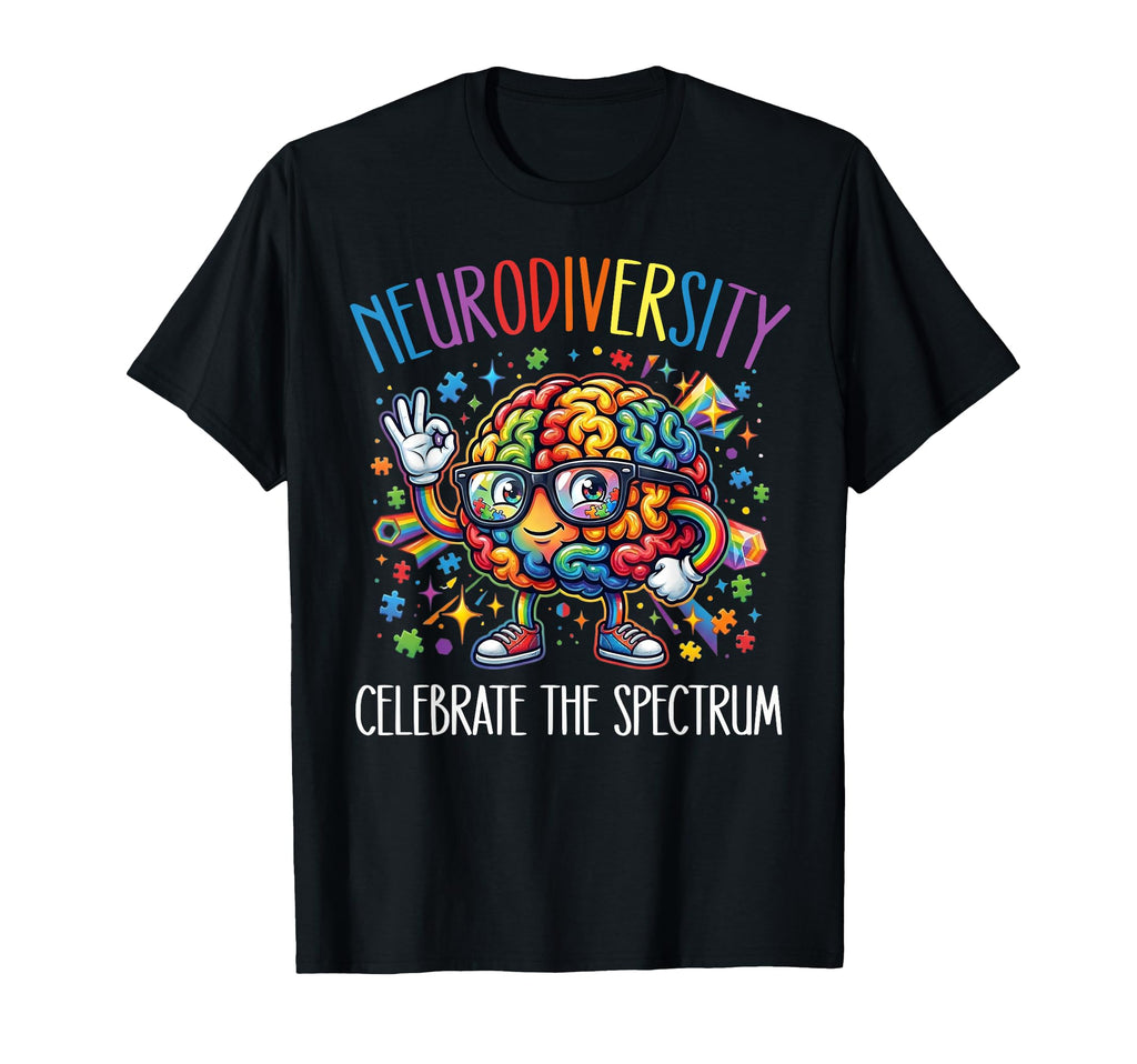 Rainbow Brain Neurodiversity T-Shirt - Casual Everyday Wear for Adults - T-Shirt, Sweatshirt, Hoodie