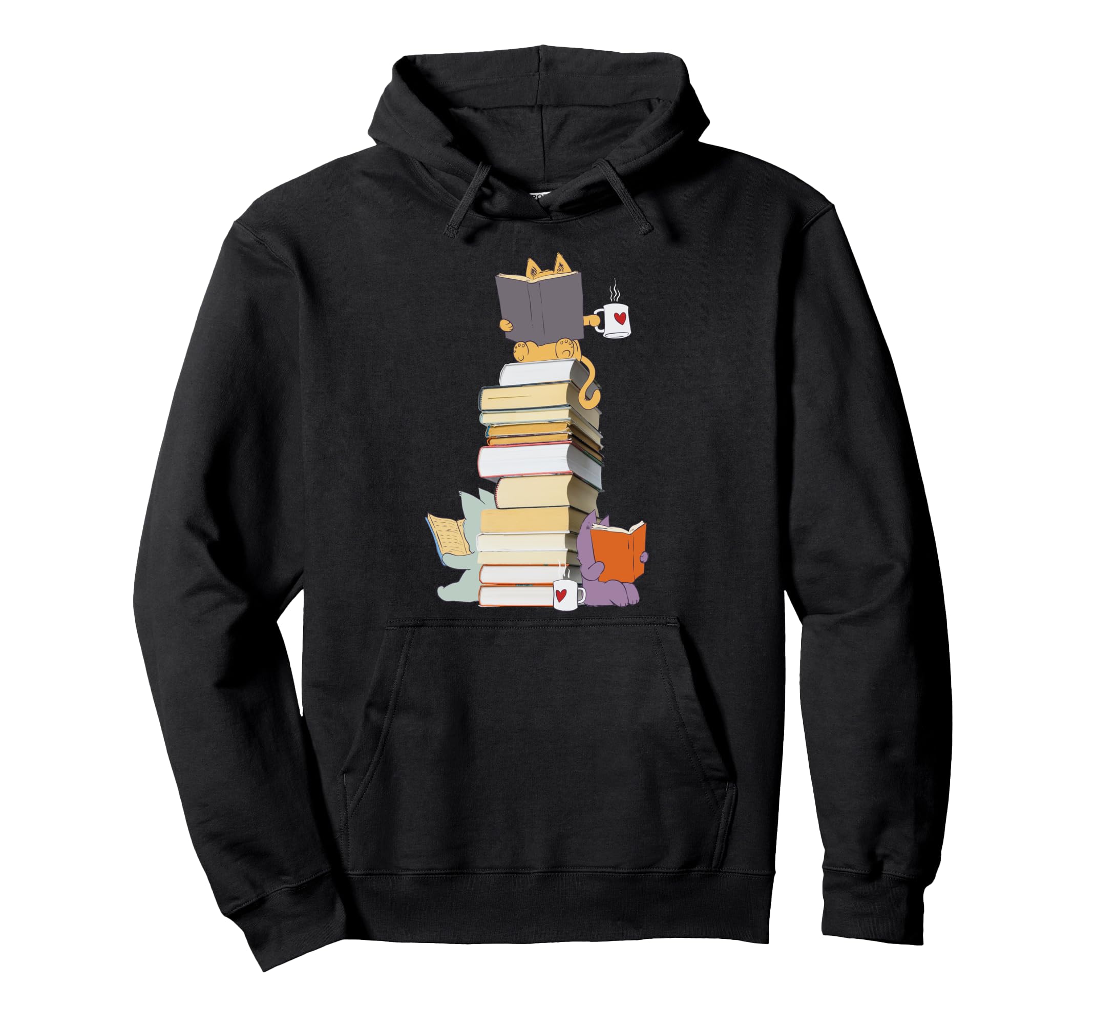 Kawaii Cats Books Coffee Gift Womens Hoodie - Unique Graphic Men Women - T-Shirt, Sweatshirt, Hoodie