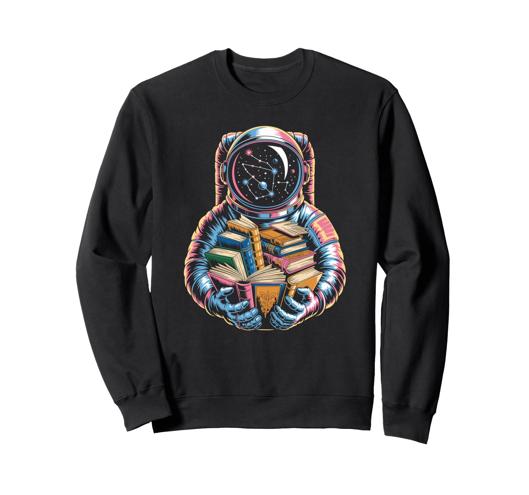 Colorful Galaxy Explorer Reading Sweatshirt - Aesthetic Graphic Unisex - T-Shirt, Sweatshirt, Hoodie