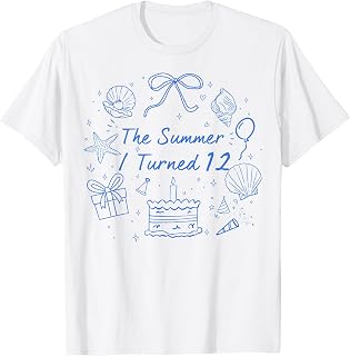 Summer I Turned 12 Coastal Bow Seashell 12th Birthday Girl T-Shirt Unisex T-shirt, Sweatshirt, Hoodie, Long Sleeve Tee - T-Shirt, Sweatshirt, Hoodie
