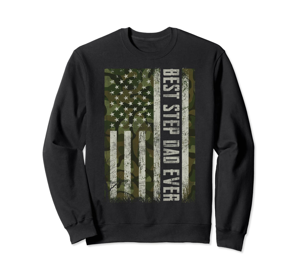 Best Step Dad Ever Us Flag Dad Sweatshirt - Graphic Print Men Women - T-Shirt, Sweatshirt, Hoodie