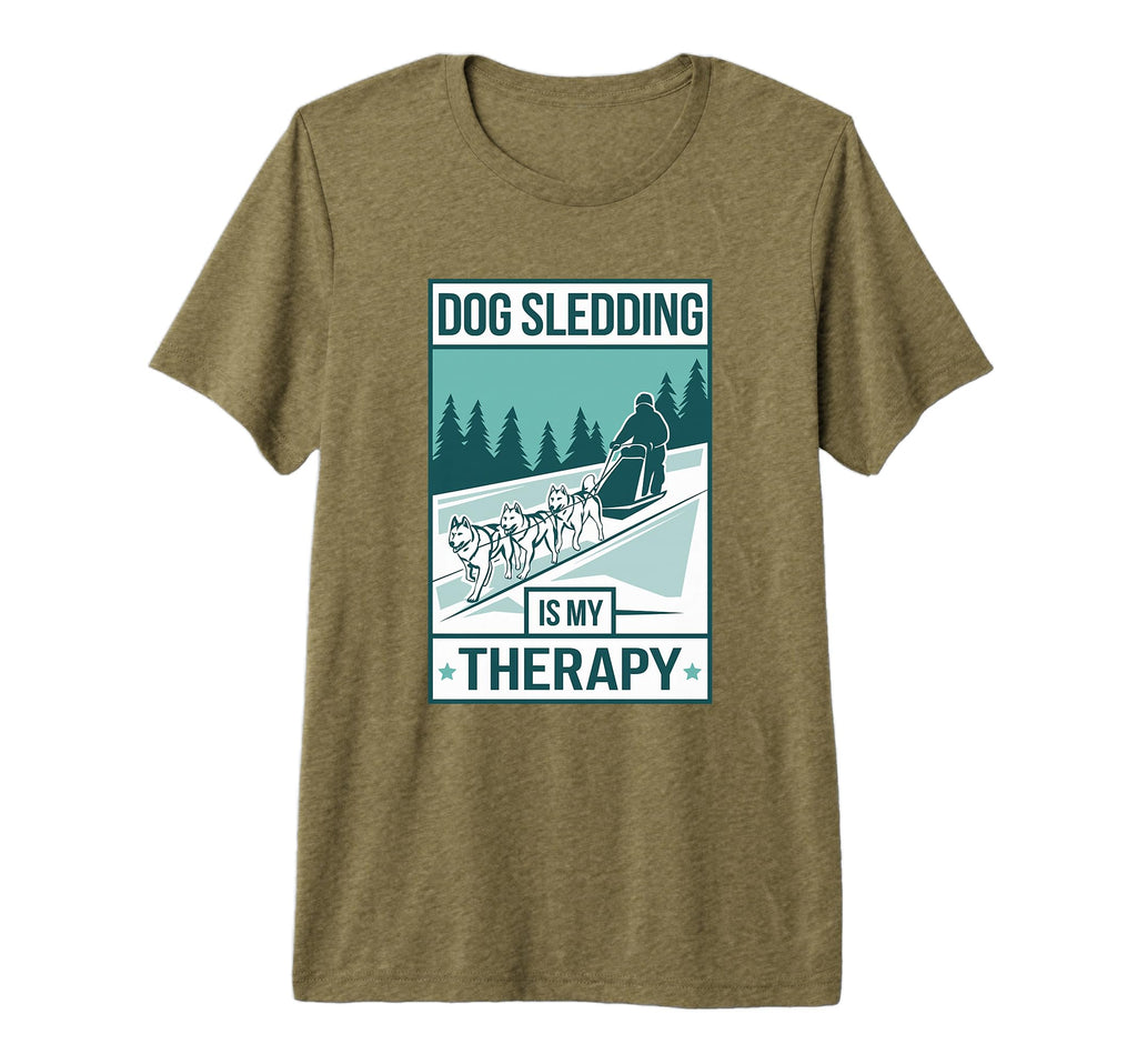Dog Sledding Is My Therapy Husky Dog T-Shirt - Graphic Print for Adults - T-Shirt, Sweatshirt, Hoodie