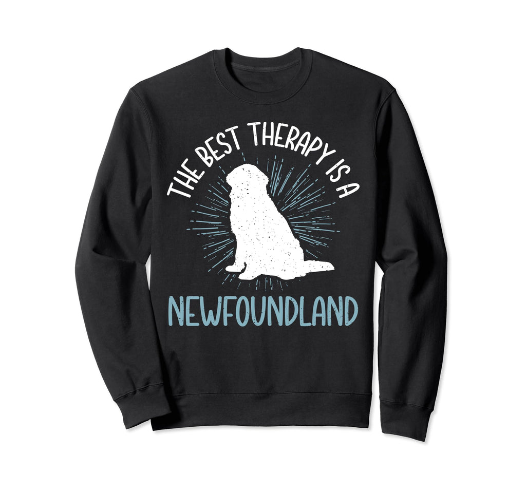 Best Therapy Is Newfoundland Dog Sweatshirt - Aesthetic Graphic for Adults - T-Shirt, Sweatshirt, Hoodie