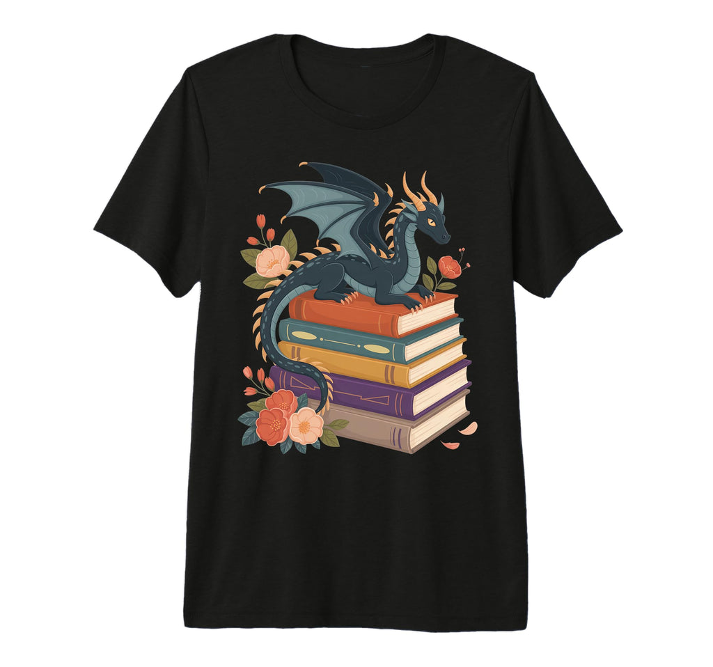 Whimsical Dragon Book Lovers Fantasy T-Shirt - Unique Graphic Men Women - T-Shirt, Sweatshirt, Hoodie
