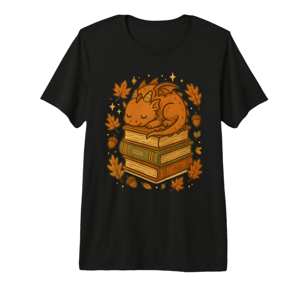 Dragon Sleeping Books Autumn Leaves T-Shirt - Novelty Apparel Men Women - T-Shirt, Sweatshirt, Hoodie