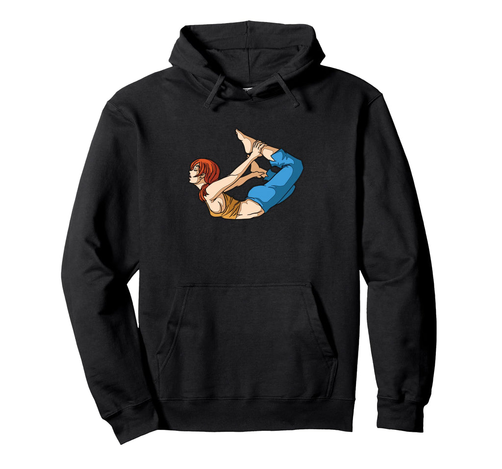 Cartoon Yoga Pose Illustration Fitness Hoodie - Streetwear Style Men Women - T-Shirt, Sweatshirt, Hoodie