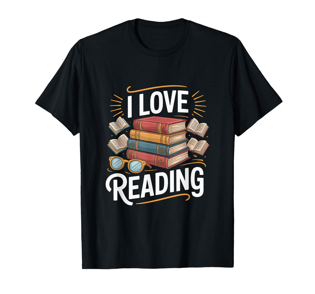 I Love Reading Book Stack Enthusiast T-Shirt - Aesthetic Graphic for Adults - T-Shirt, Sweatshirt, Hoodie