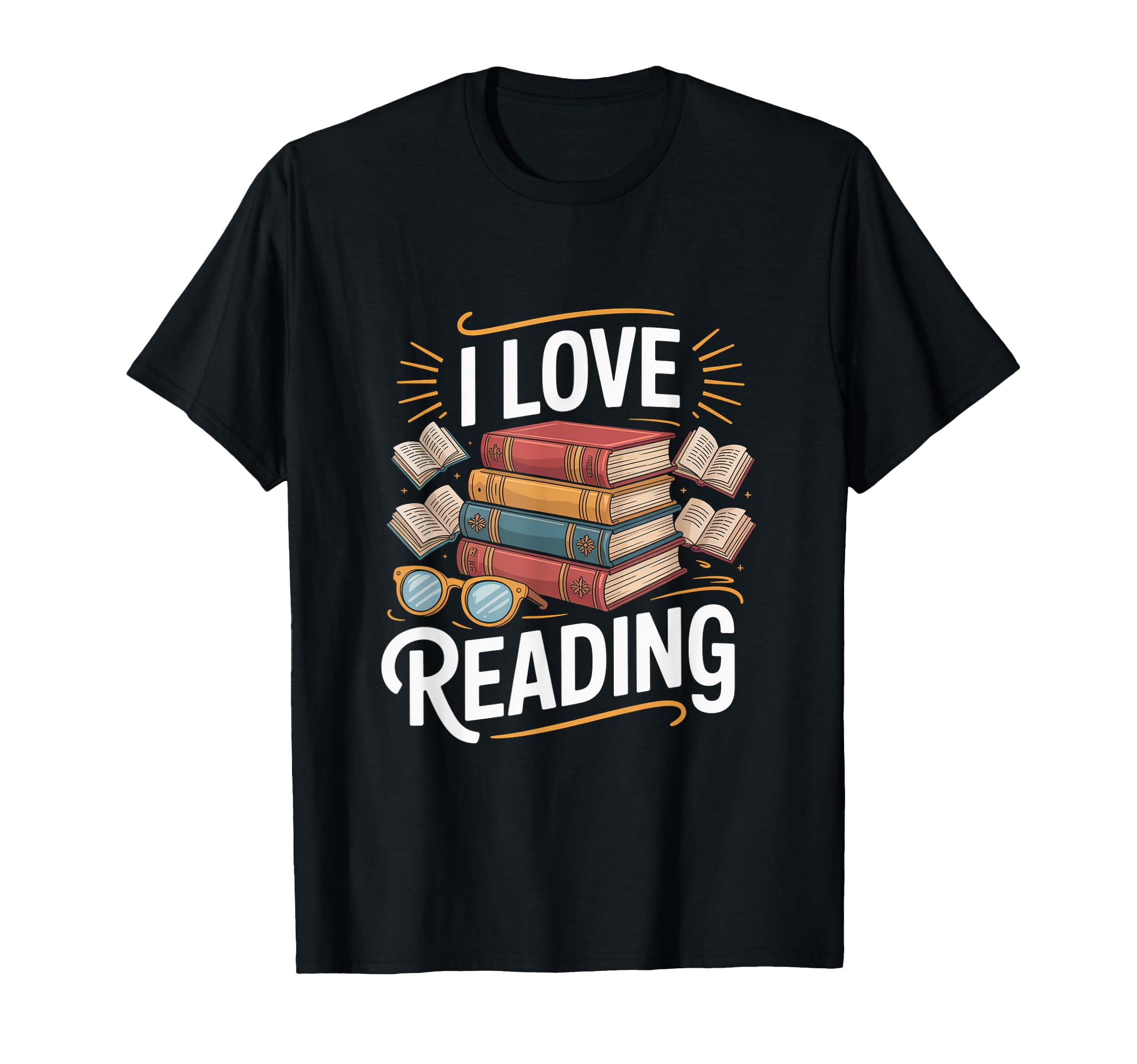 I Love Reading Book Stack Enthusiast T-Shirt - Aesthetic Graphic for Adults - T-Shirt, Sweatshirt, Hoodie