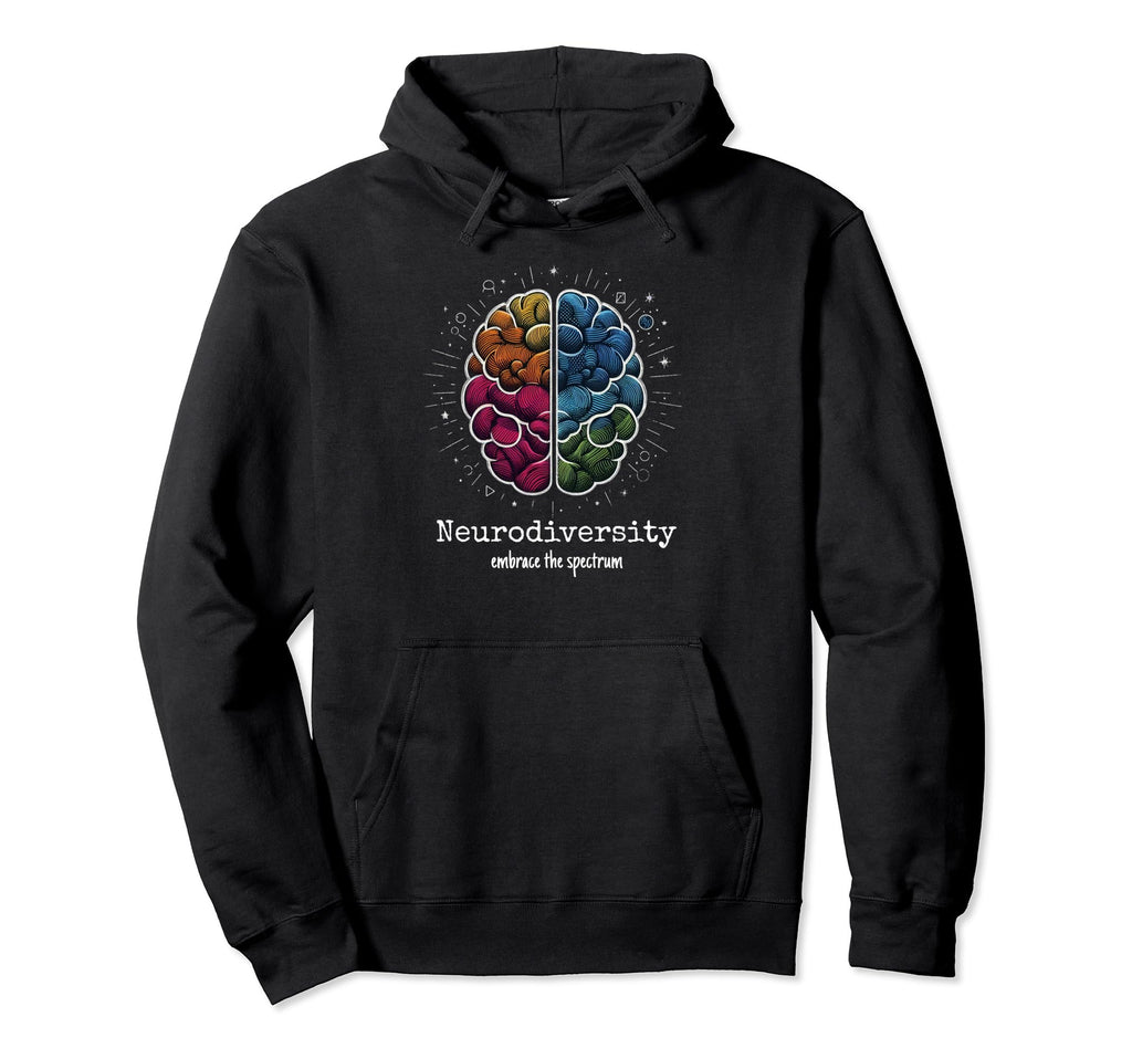 Colorful Rainbow Brain Neurodiversity Hoodie - Graphic Print Men Women - T-Shirt, Sweatshirt, Hoodie