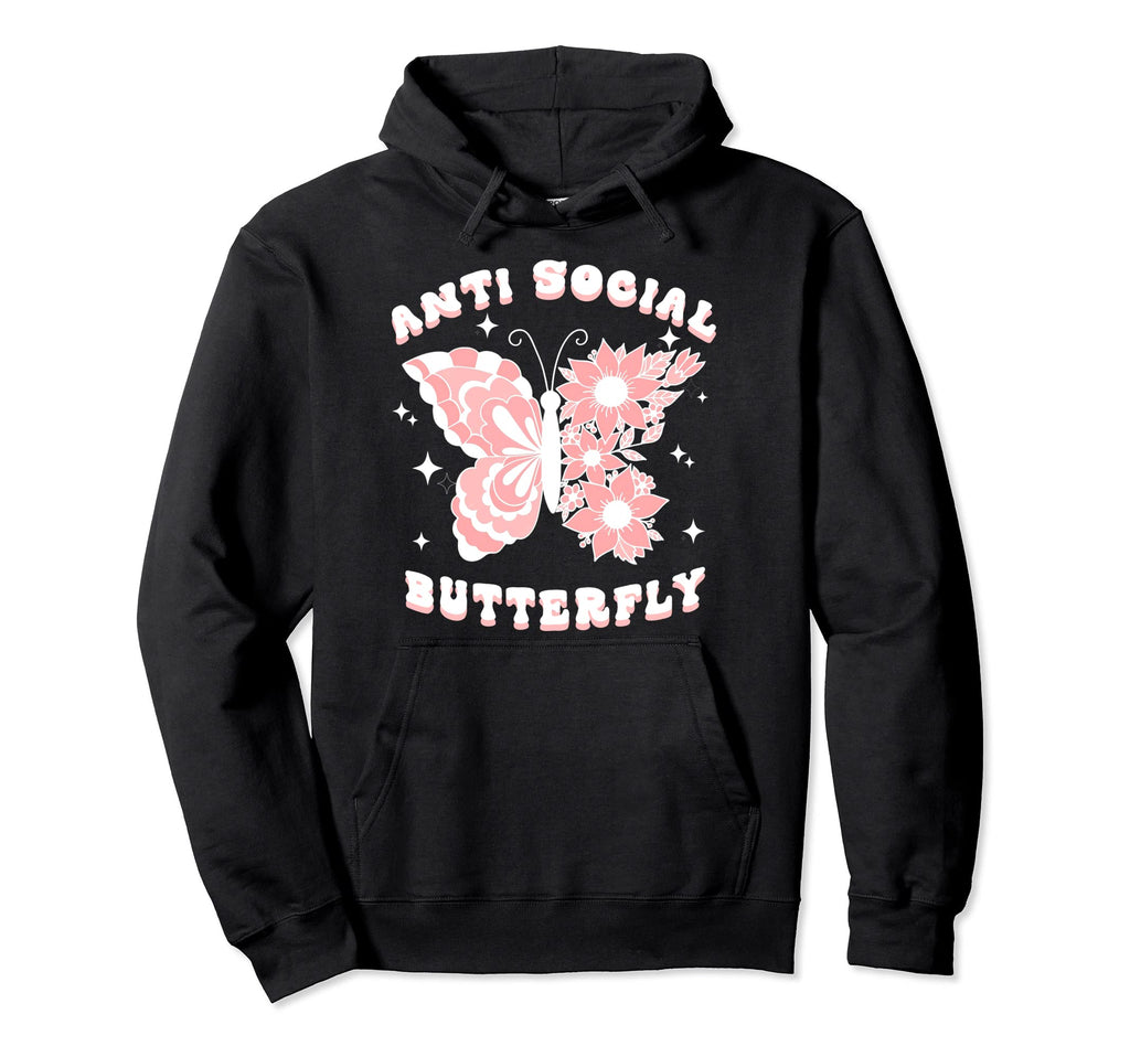 Anti Social Butterfly Womens Hoodie - Streetwear Style for Adults - T-Shirt, Sweatshirt, Hoodie