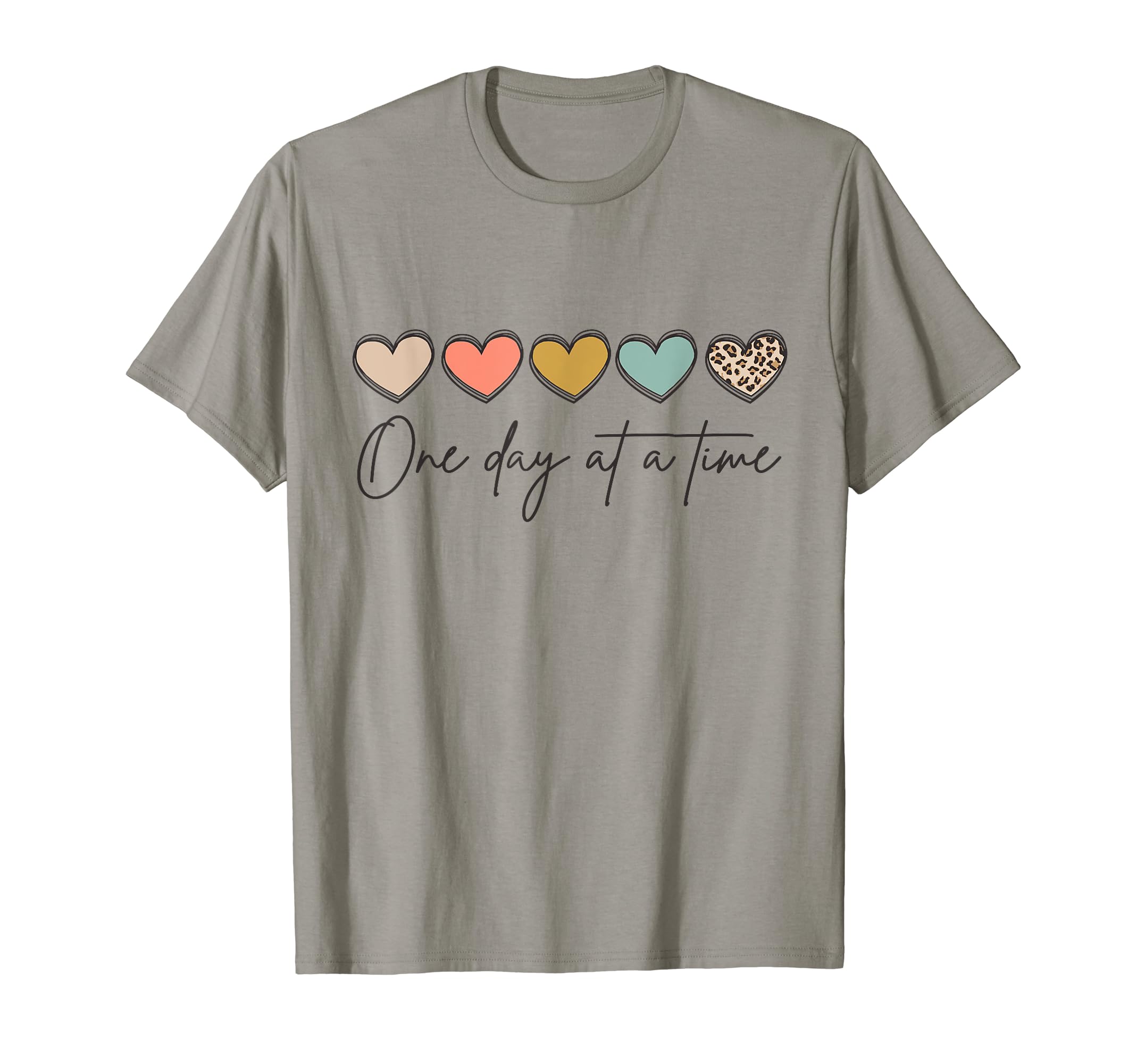 One Day Time Colorful Hearts Mental T-Shirt - Minimalist Print for Adults - T-Shirt, Sweatshirt, Hoodie