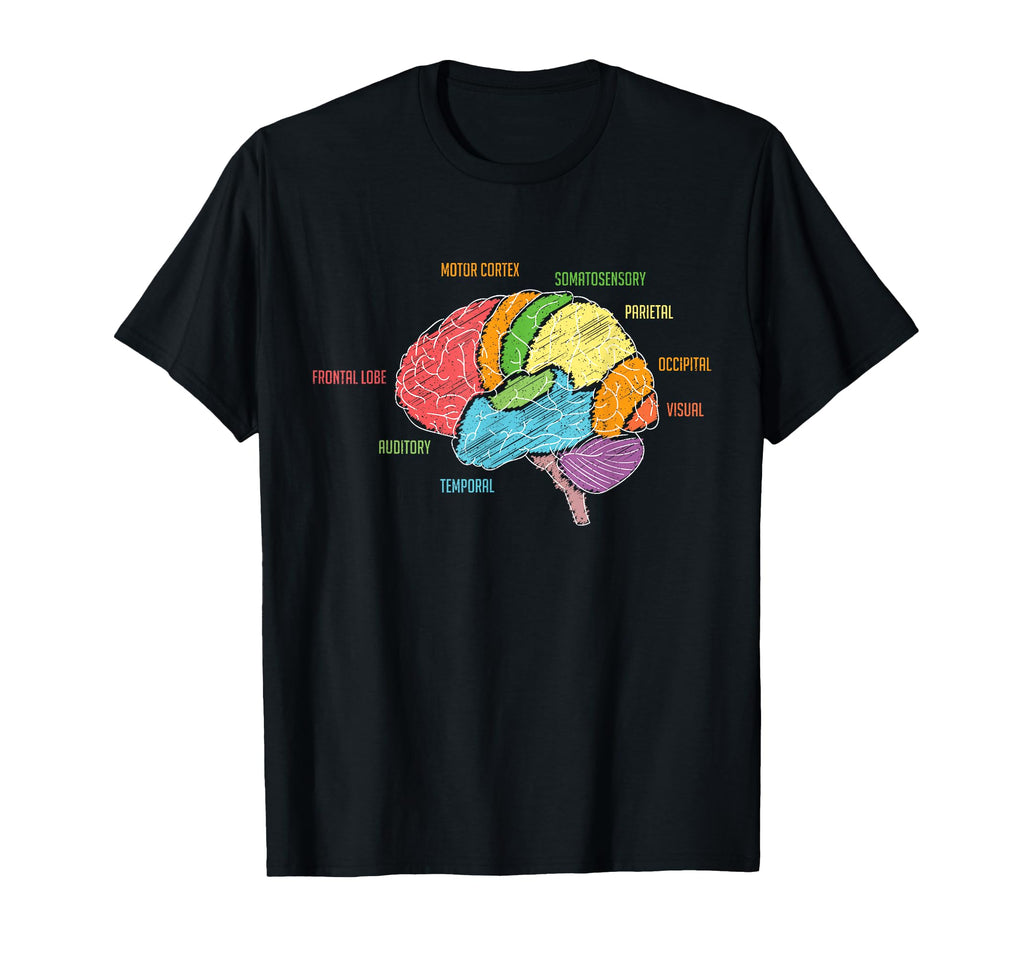 Parts Brain Anatomy Colorful Diagram T-Shirt - Novelty Apparel Unisex - T-Shirt, Sweatshirt, Hoodie