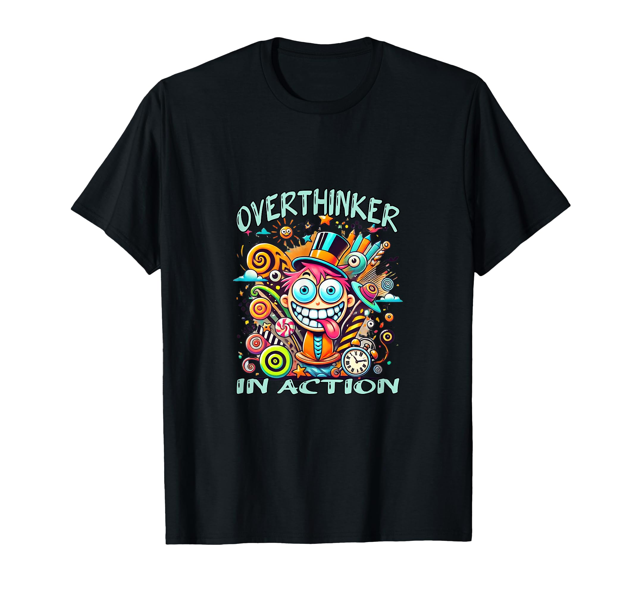 Overthinker Action Funny Adhd T-Shirt - Fun Novelty Design for Adults - T-Shirt, Sweatshirt, Hoodie